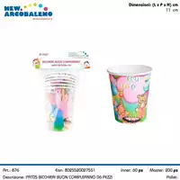 Foto articolo dell\'articolo 6 PZ BICCHIERI BUON COMPLEANNO H 11 CM PRT05 