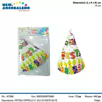 Foto articolo dell\'articolo 6 PZ CAPPELLO E' QU LA FESTA H 16 CM PRT336  