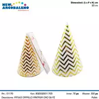 Foto articolo dell\'articolo 6 PZ CAPPELLO FANTASIA ORO H 20 CM PRT663 