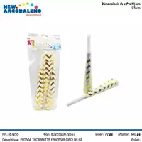 Foto articolo dell\'articolo 6 PZ TROMBETTA FANTASIA ORO H 23 CM PRT664