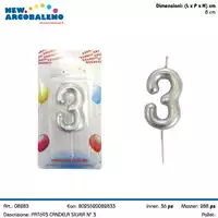 Foto articolo dell\'articolo CANDELA SILVER N°3 H 8 CM PRT693 