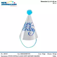 Foto articolo dell\'articolo CAPPELLO HAPPY BIRTHDAY AZZURRO H 20 CM PRT493 