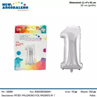 Foto articolo dell\'articolo PALLONCINO FOIL N°1 H 60 CM CA. PRT301 