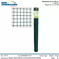 Foto articolo dell\'articolo RETE METALLICA PLASTIFICATA VERDE 1X25 MT (MAGLIA 12,7X12,7 MM) GRN91 