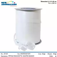 Foto articolo dell\'articolo ROCCHETTA NASTRO BIANCO 1cmX230 mt PRT520