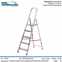 Foto articolo dell\'articolo SCALA IN ALLUMINIO CON PEDANA IN ACCIAIO 5 GRADINI CAS422