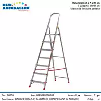 Foto articolo dell\'articolo SCALA IN ALLUMINIO CON PEDANA IN ACCIAIO 7 GRADINI CAS424