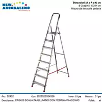 Foto articolo dell\'articolo SCALA IN ALLUMINIO CON PEDANA IN ACCIAIO 8 GRADINI CAS425