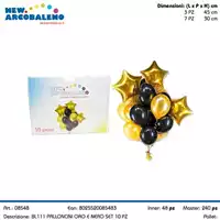 Foto articolo dell\'articolo SET 10 PZ PALLONCINI ORO E NERO BLL111