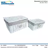 Foto articolo dell\'articolo SET 2 CESTI PORTA OGGETTI IN VIMINI FODERATI CST27 