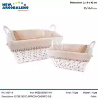Foto articolo dell\'articolo SET 2 PZ CESTO IN VIMINI FODERATO CST22 