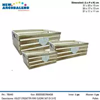 Foto articolo dell\'articolo SET 3 PZ CASSETTE IN LEGNO DECORO CUORE VSL07 