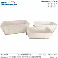 Foto articolo dell\'articolo SET 3 PZ CESTO RETTANGOLARE IN FERRO BIANCO CST136 
