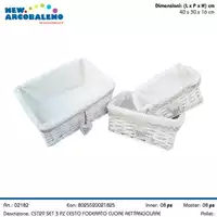Foto articolo dell\'articolo SET 3 PZ CESTO RETTANGOLARE IN VIMINI FODERATO CST29 