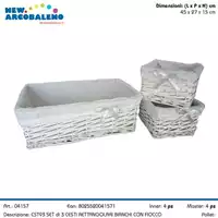 Foto articolo dell\'articolo SET 3 PZ CESTO RETTANGOLARE IN VIMINI FODERATO CST93 