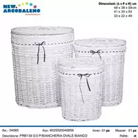 Foto articolo dell\'articolo SET 3 PZ PORTABIANCHERIA OVALE BIANCO PRB139