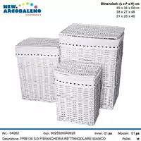 Foto articolo dell\'articolo SET 3 PZ PORTABIANCHERIA RETTANGOLARE BIANCO PRB138 
