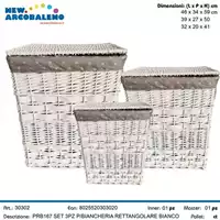 Foto articolo dell\'articolo SET 3 PZ PORTABIANCHERIA RETTANGOLARE BIANCO PRB167 