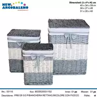 Foto articolo dell\'articolo SET 3 PZ PORTABIANCHERIA RETTANGOLARE BICOLORE PRB129 