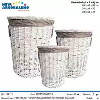 Foto articolo dell\'articolo SET 3 PZ PORTABIANCHERIA ROTONDO BIANCO PRB165
